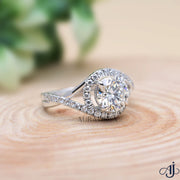 Round Twist Halo Diamond Ring - Moissanite Diamond